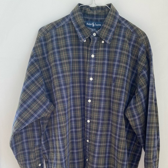 Ralph Lauren Other - Ralph Lauren Mens 100%Cotton Blaire Green Navy Button Down Long Sleeve Shirt SzL